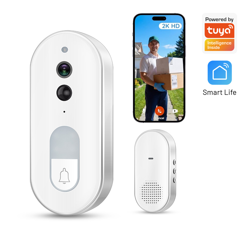 Smart Home Battery Camera - Tuya Smart Video Doorbell Wireless 1080P