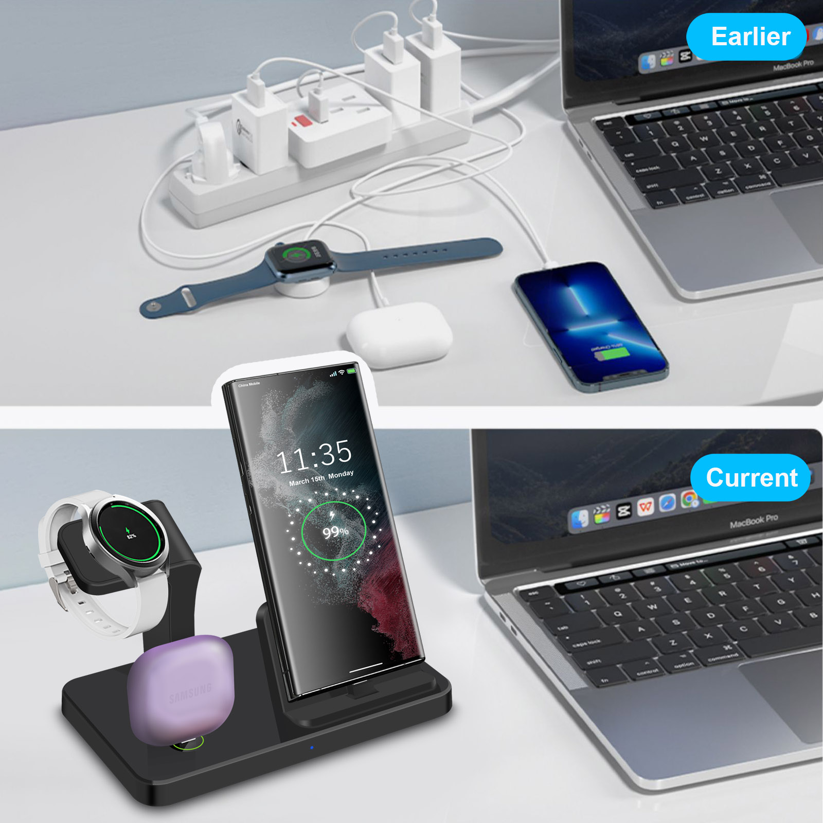 Desk 3 in 1 Type C Port Wirele - đánh giá và giá Smart Home Office